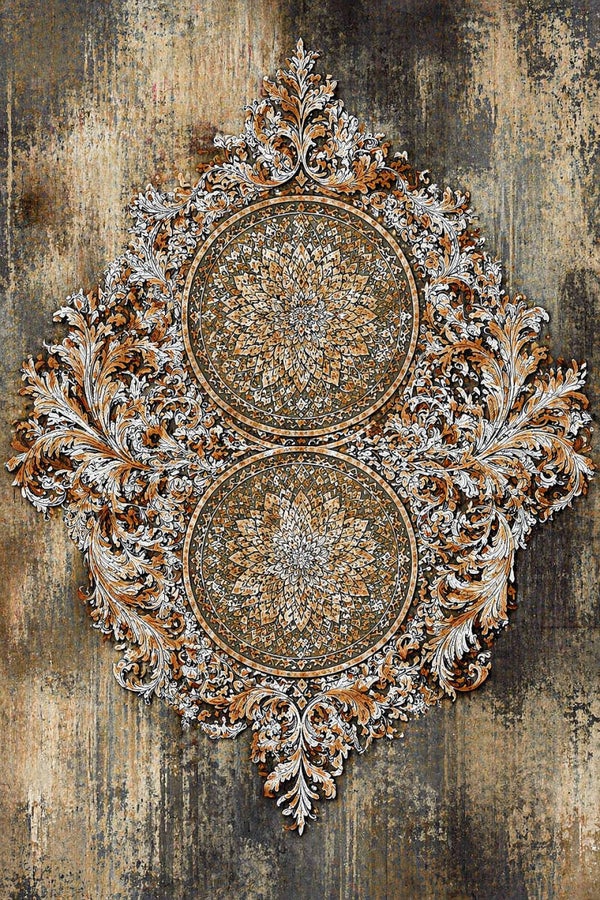 Ornamentcirkel in Aardetinten – landelijk stoer schilderij met boho patroon