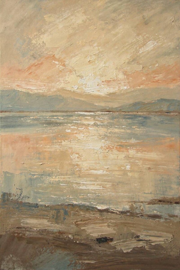 Gouden Horizon – landschap schilderij in zachte aardetinten