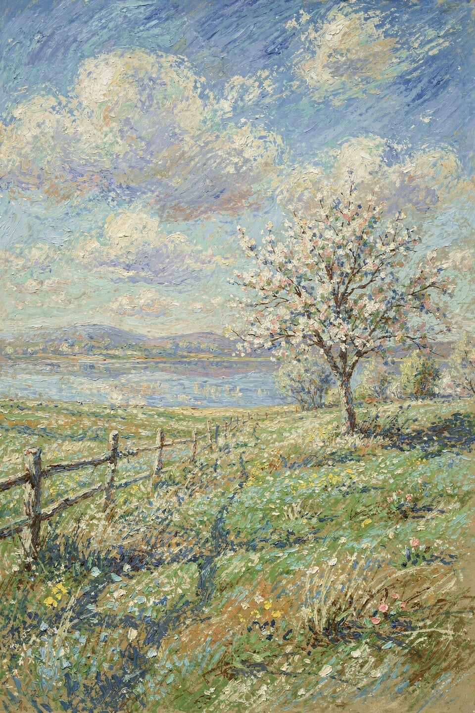 Lente aan het Water – landschap schilderij in de stijl van van Gogh