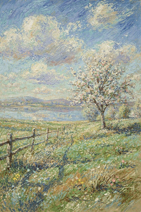 Lente aan het Water – landschap schilderij in de stijl van van Gogh