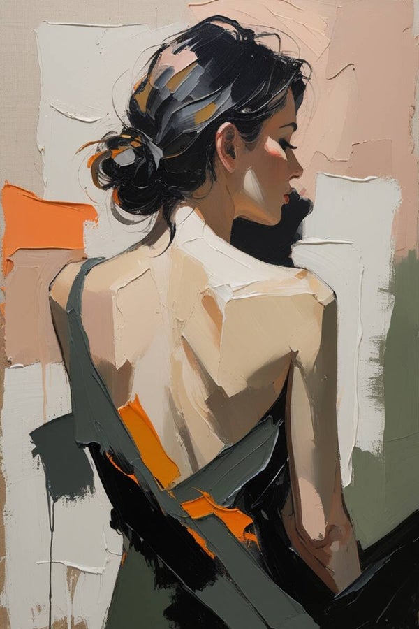 Lirya – Abstract vrouw schilderij met dikke verf en warme kleuren