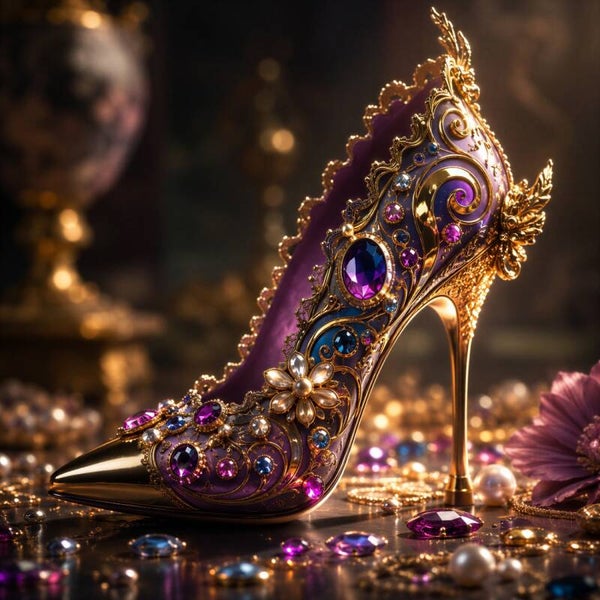 Koninklijke Verleiding – Luxe gouden hoge hak met edelstenen