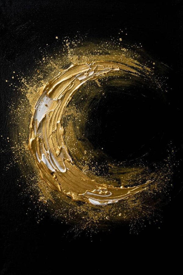 Golden Moon – maan schilderij zwart goud hotel chic wanddecoratie