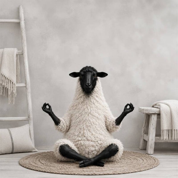 Wol in Balans – landelijk schapen schilderij met meditatie