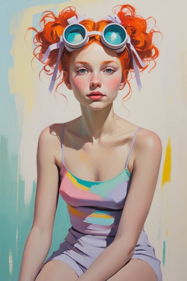 Lichtvanger met Linten – expressief portret schilderij meisje met bril