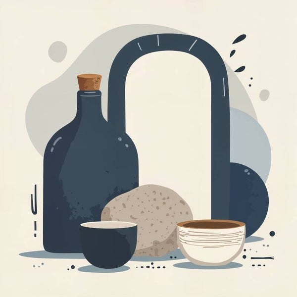 Stilleven in Stijl – abstract servieskunstwerk in zachte tinten