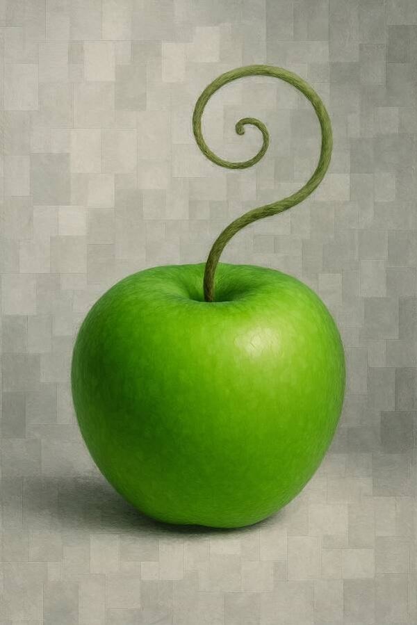 Curved Freshness – modern appel schilderij voor de keuken