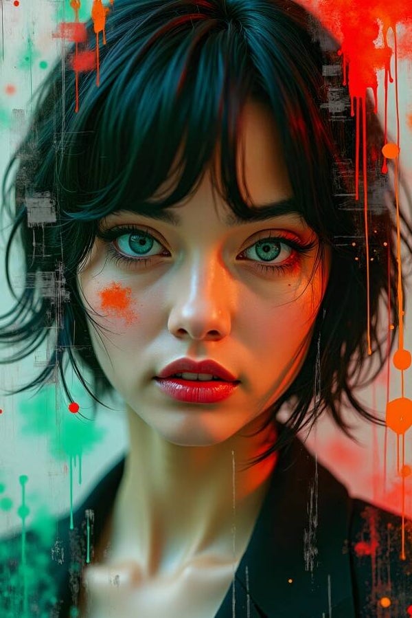 Urban Canvas – Modern portret met artistieke verfspatten