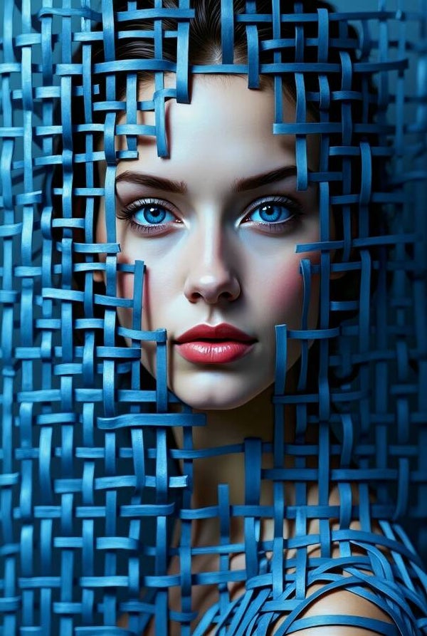 Blue Weave – Modern schilderij met artistieke structuur