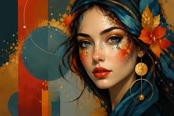 Kleurenvonk – abstract vrouw schilderij met kleurrijke vormen