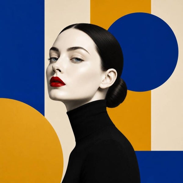 Blauw Goud – modern vrouw schilderij in blauw en goud