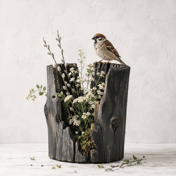 Bosrand Geluk – landelijk mus schilderij met veldbloemen
