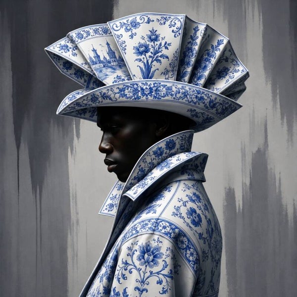 Nachtblauw Atelier – modern Delfts blauw modekunstwerk