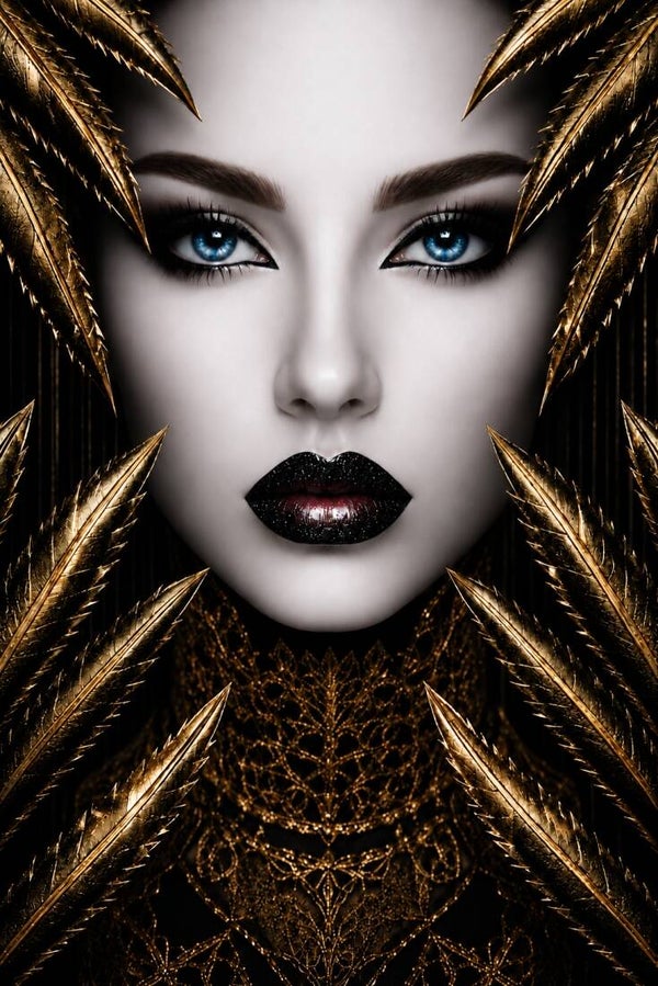 Nachtgoud – luxe vrouw schilderij in zwart en goud