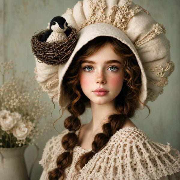 Nestellicht – portret schilderij met vogel en zachte natuurtinten