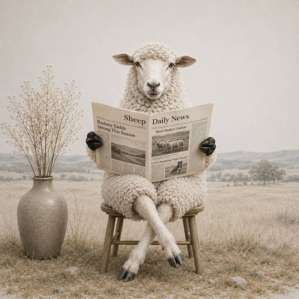 Ochtendkrant op de Weide – landelijk schapen schilderij