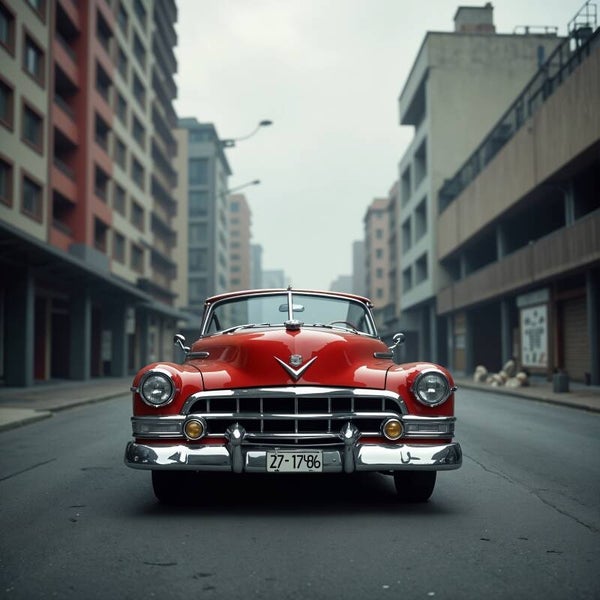 Urban Classic – Rode Oldtimer Schilderij