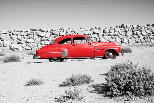 Desert Cruiser – Rode Oldtimer Wanddecoratie