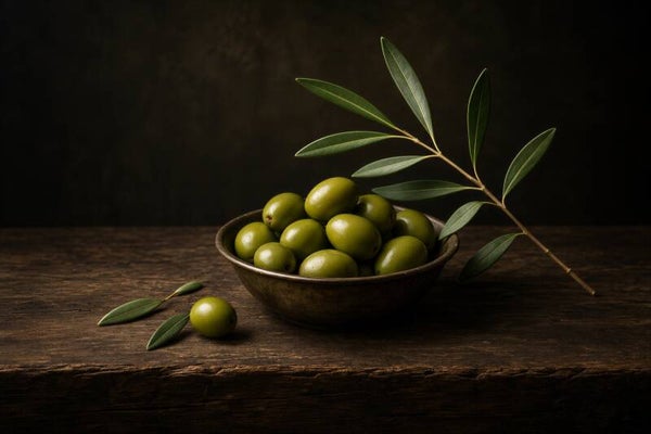 Olive Stillness – groene olijven stilleven