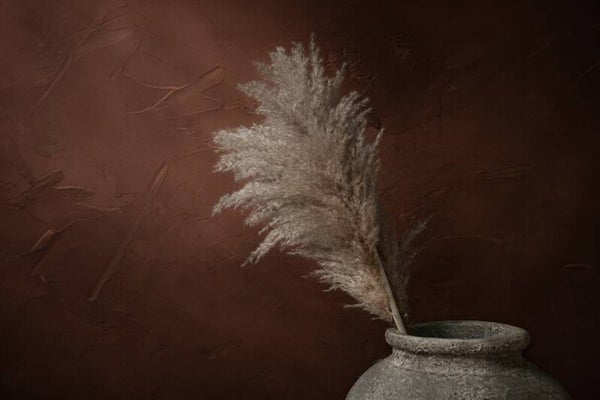 Pampaspluim in Burnt Orange – pampas schilderij terracotta beige