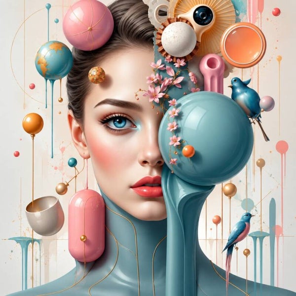Pastel Universum – surrealistisch portret schilderij