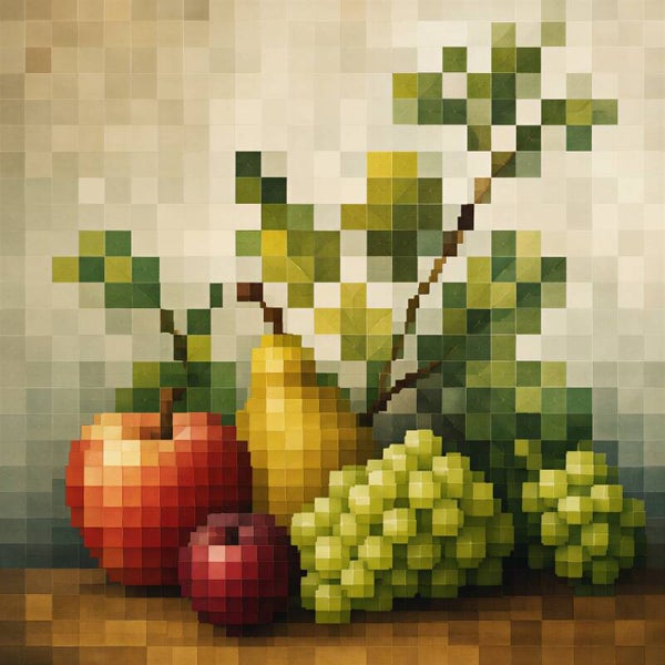 Pixel Harvest – fruit stilleven in pixelstijl