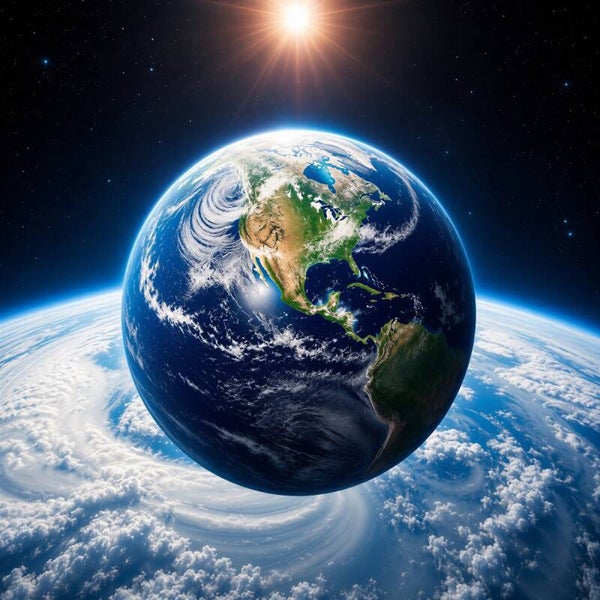 Planet of Light – planeet aarde vanuit de ruimte schilderij