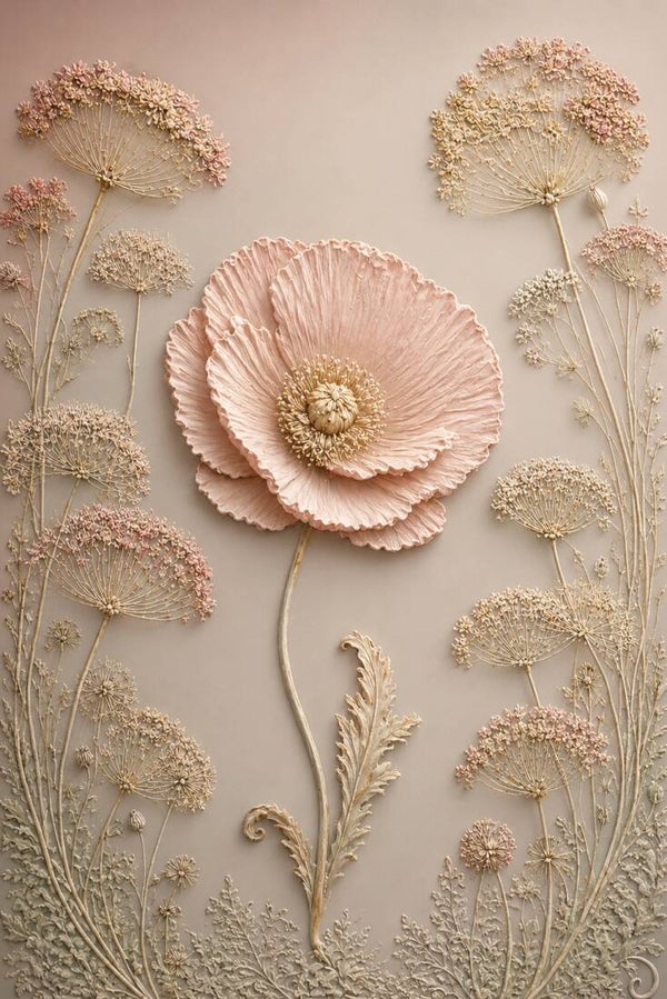 Poederbloem in Bloei – landelijk schilderij met sierlijke bloem