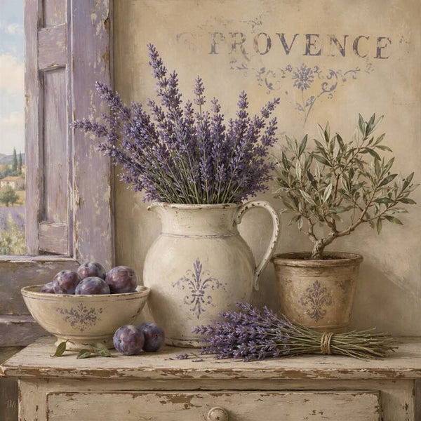 Provençaalse Sfeer – Provence schilderij lavendel olijfboom pruimen