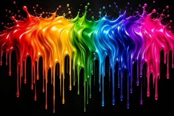 Kleur in Beweging – Modern schilderij met vloeiende regenboogkleuren