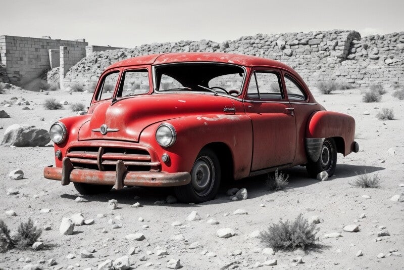 Verlaten Rood – Oldtimer Wanddecoratie