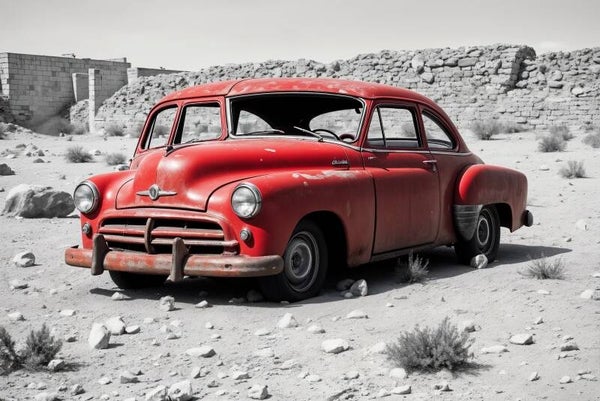 Verlaten Rood – Oldtimer Wanddecoratie