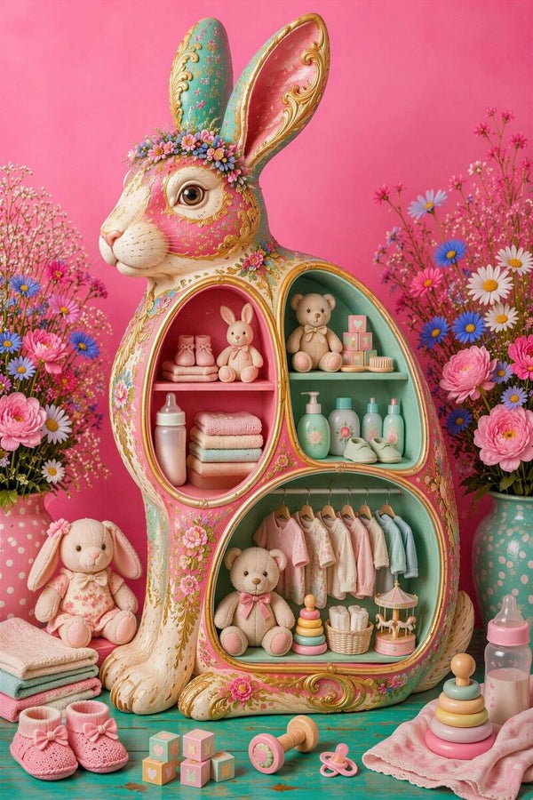De Babykast van Konijn – Konijn Schilderij Babykamer