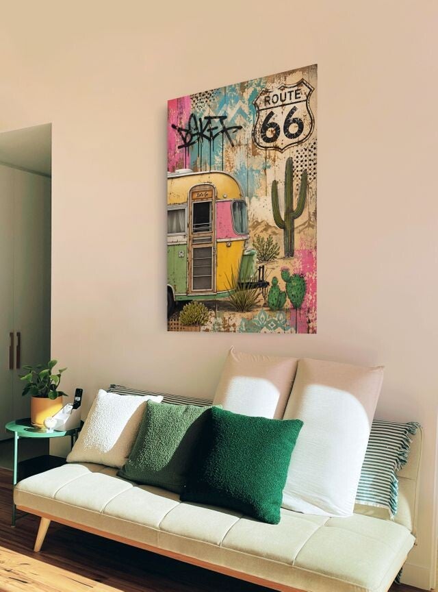 Retro caravan wanddecoratie sfeerafbeelding