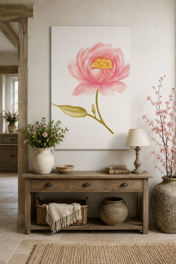 Zachte Peonie – handgeschilderd pioenroos schilderij