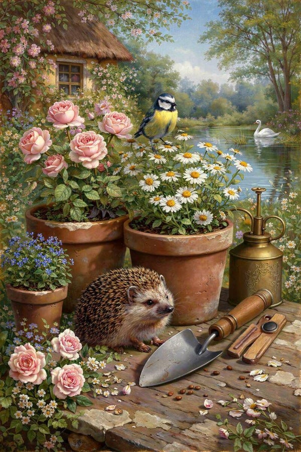 De Bloeiende Ochtend – schilderij landelijke tuin met dieren