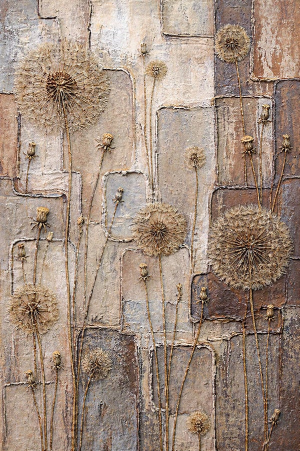 Verdroogde Bloemen – landelijk schilderij met natuurlijke tinten en structuur