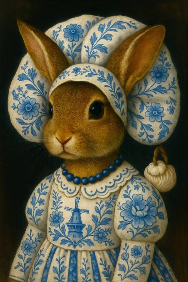 Klederdracht in Fluweel – Delfts blauw konijn