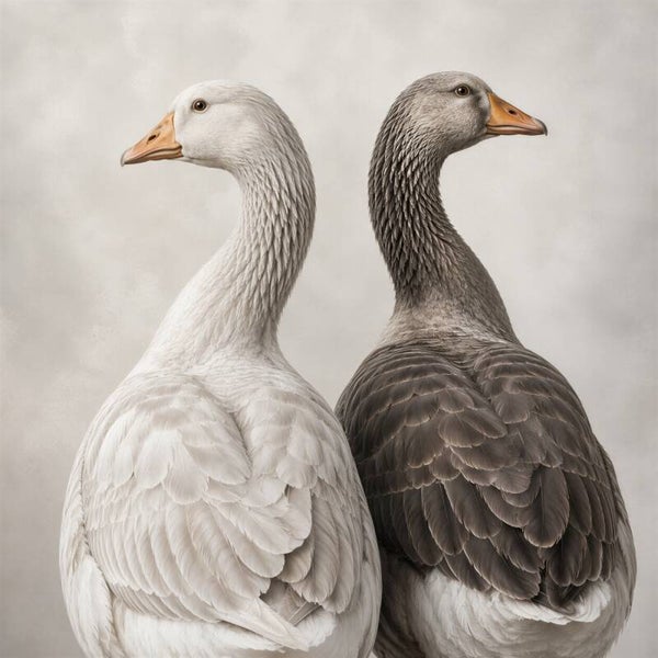 Pure Elegantie – sober chic schilderij met witte en grijze gans