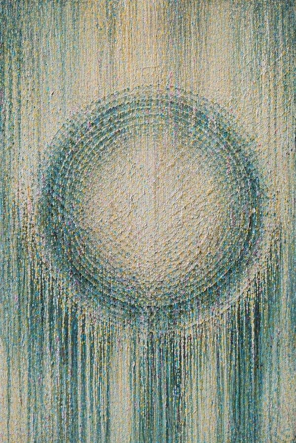 Zachte Cirkelstroom – landelijk abstract schilderij met structuur en lijnenspel