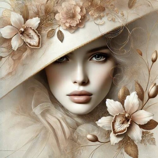 Mystiek Elegant Portret – Luxe Wanddecoratie