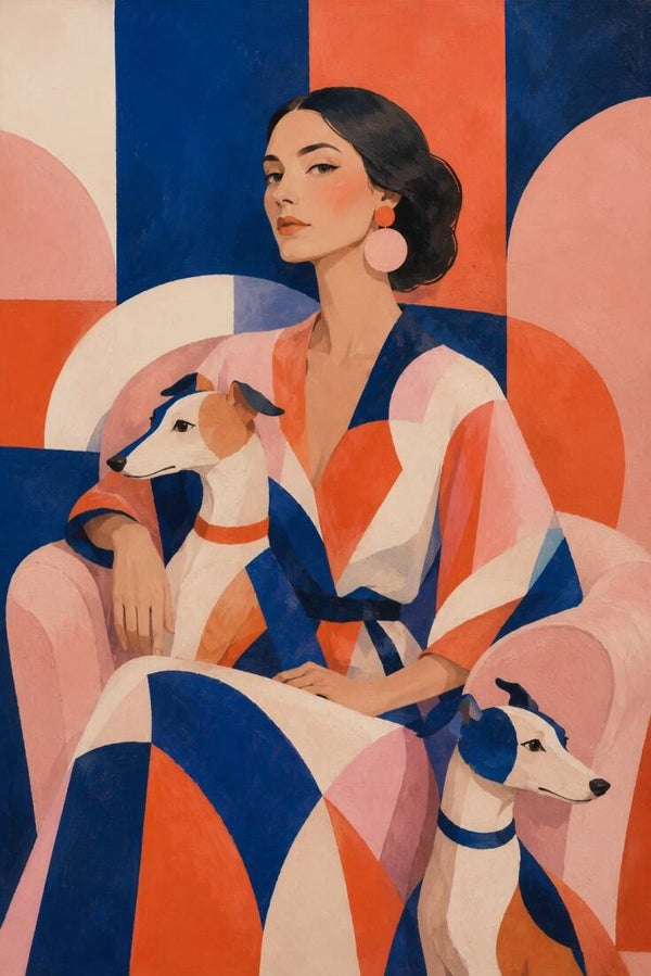 Samen in Kleur – schilderij vrouw met honden