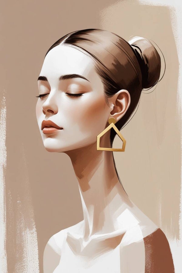 Sereenpunt – modern vrouwportret in beige, wit en goudaccent
