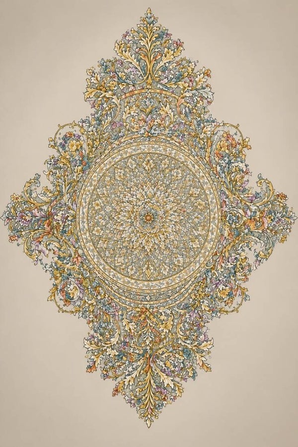 Sierlijke Ornamentcirkel – landelijk boho schilderij met cirkel patroon