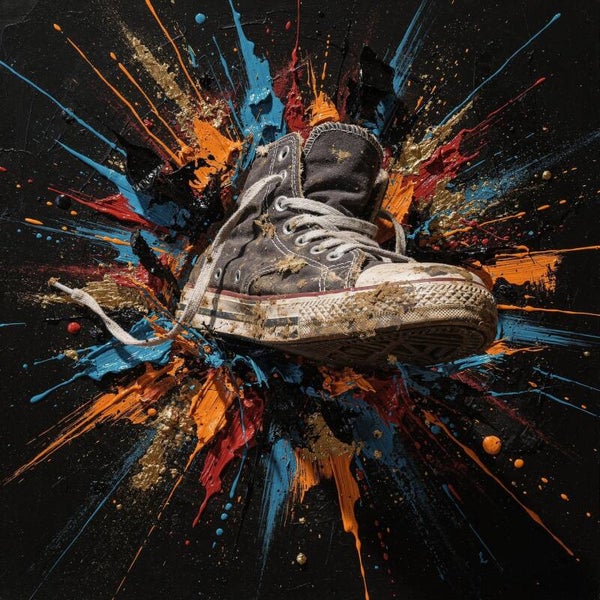 Street splash – sneaker schilderij voor tienerkamer gamekamer mancave urban interieur
