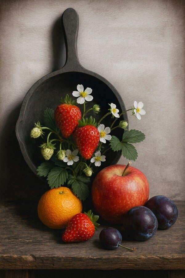Stilleven schilderij met fruit en bloemen – keuken schilderijen