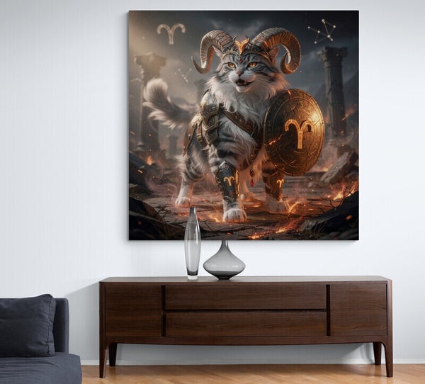 Sterrenbeeld Ram schilderij uit de horoscoopserie van Yvette – kosmische wanddecoratie