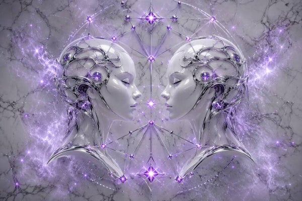 Celestial Gemini – Tweelingen sterrenbeeld schilderij paars zilver
