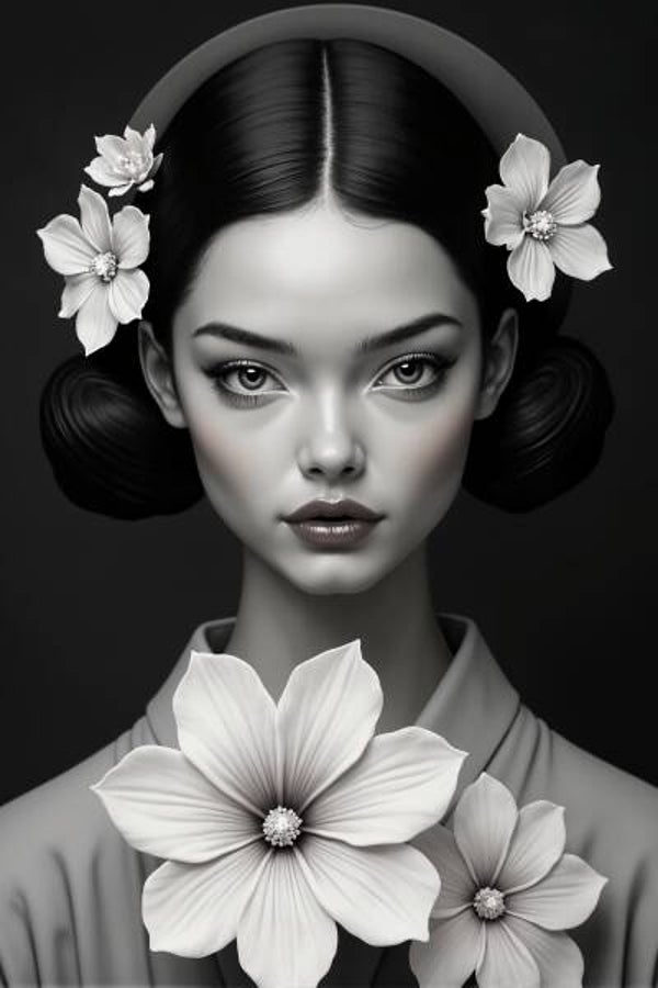 Bloomed Serenity – vrouw portret met bloemen