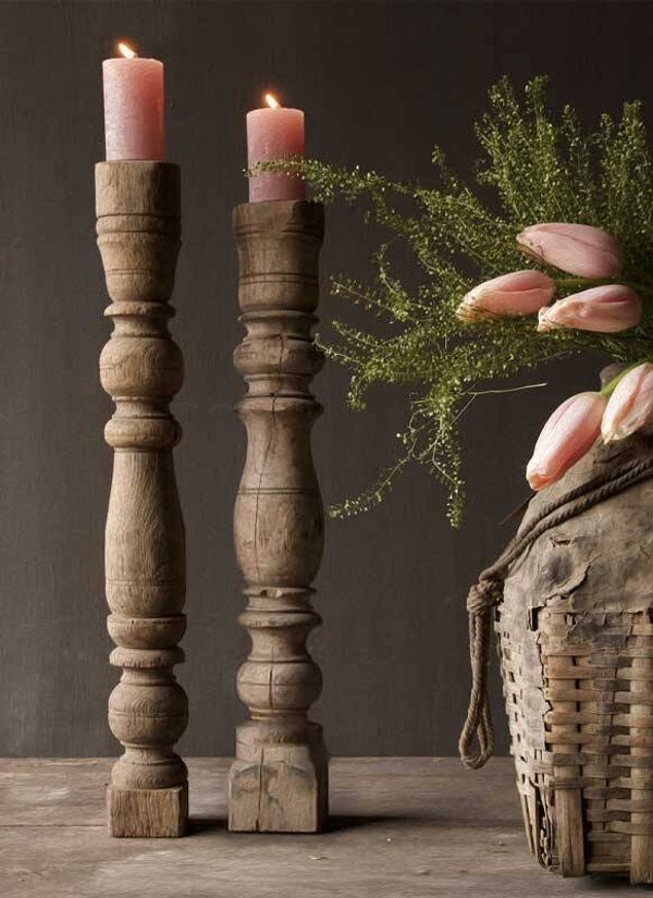 Zacht Kaarslicht – schilderij op hout met tulpen en kandelaars